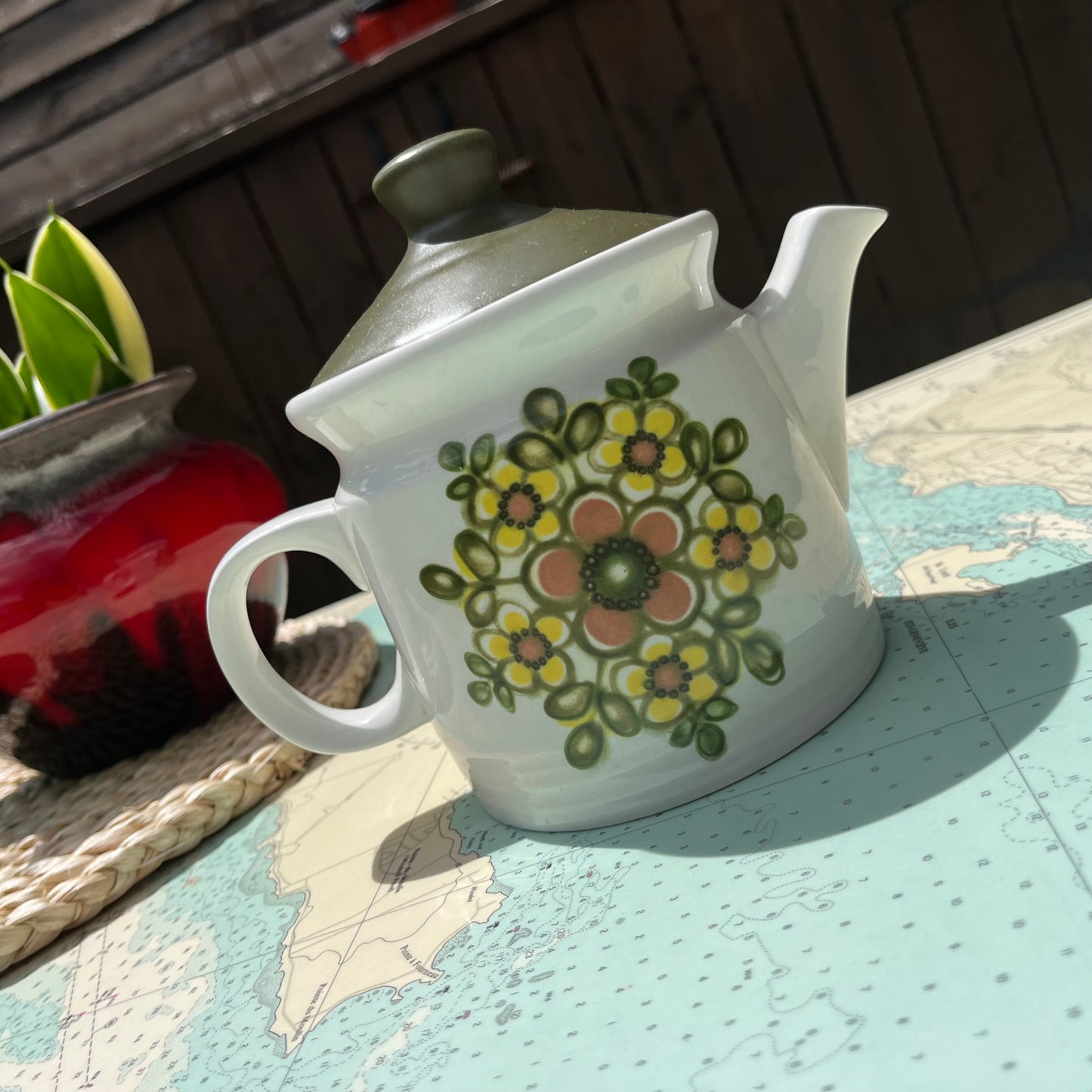Vintage 60s Floral Teapot Mirage Ironstone Ware by Myott England