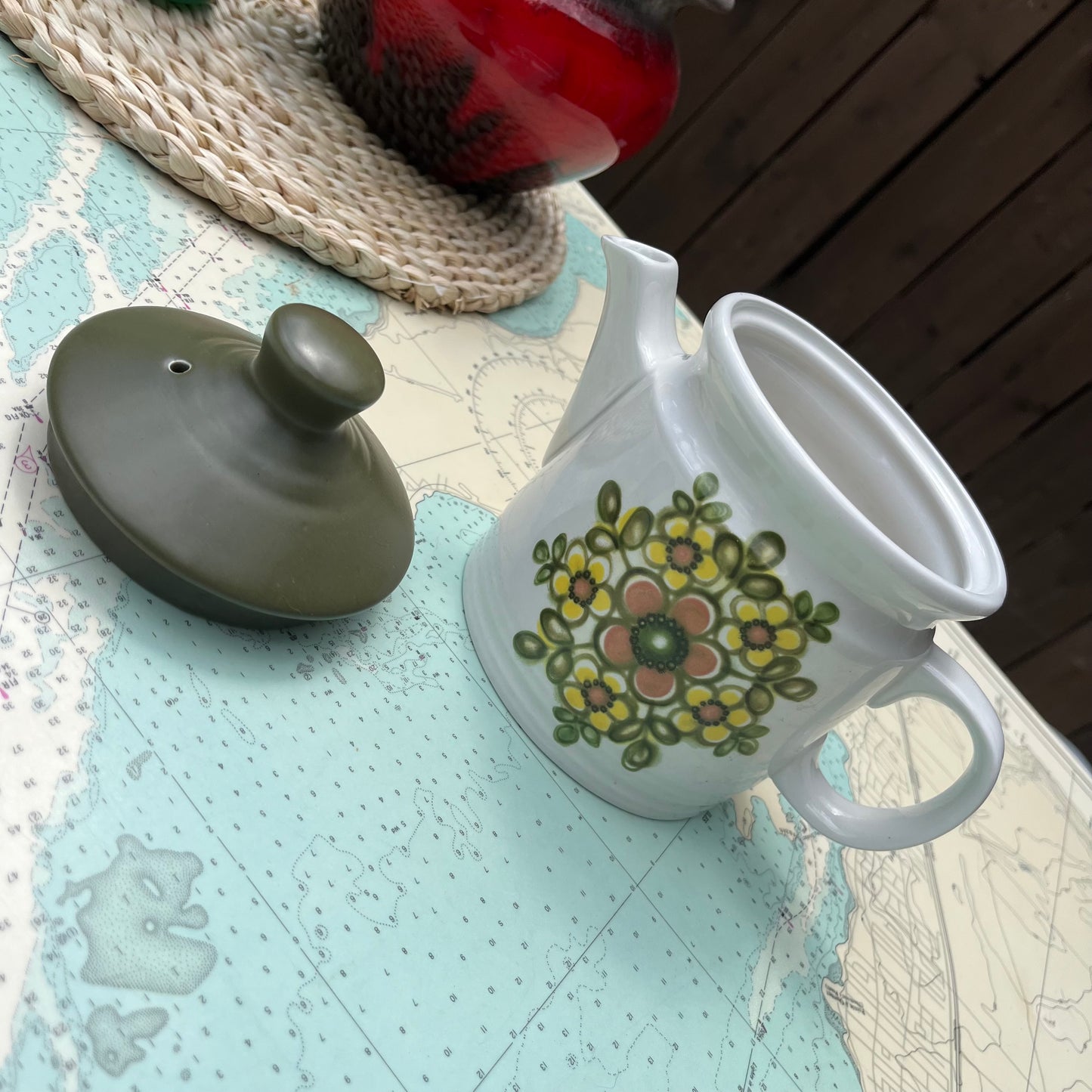 Vintage 60s Floral Teapot Mirage Ironstone Ware by Myott England