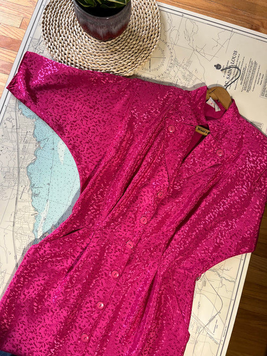 Vintage 80s Pink Cheetah Joni Blair Dress