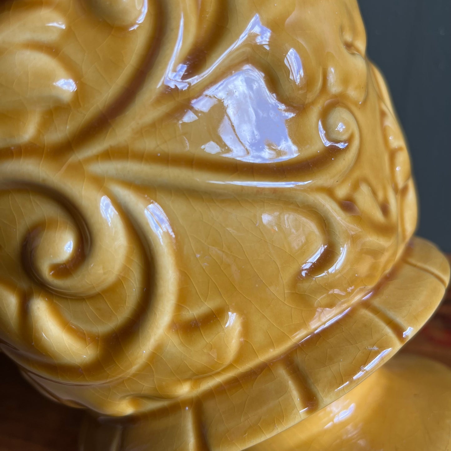 Vintage 70s Harvest Gold Ceramic Planter