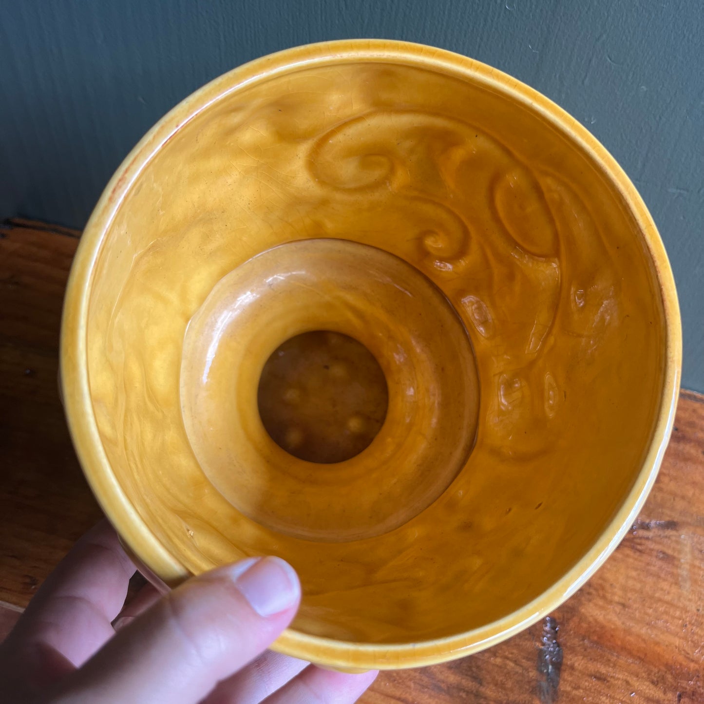 Vintage 70s Harvest Gold Ceramic Planter