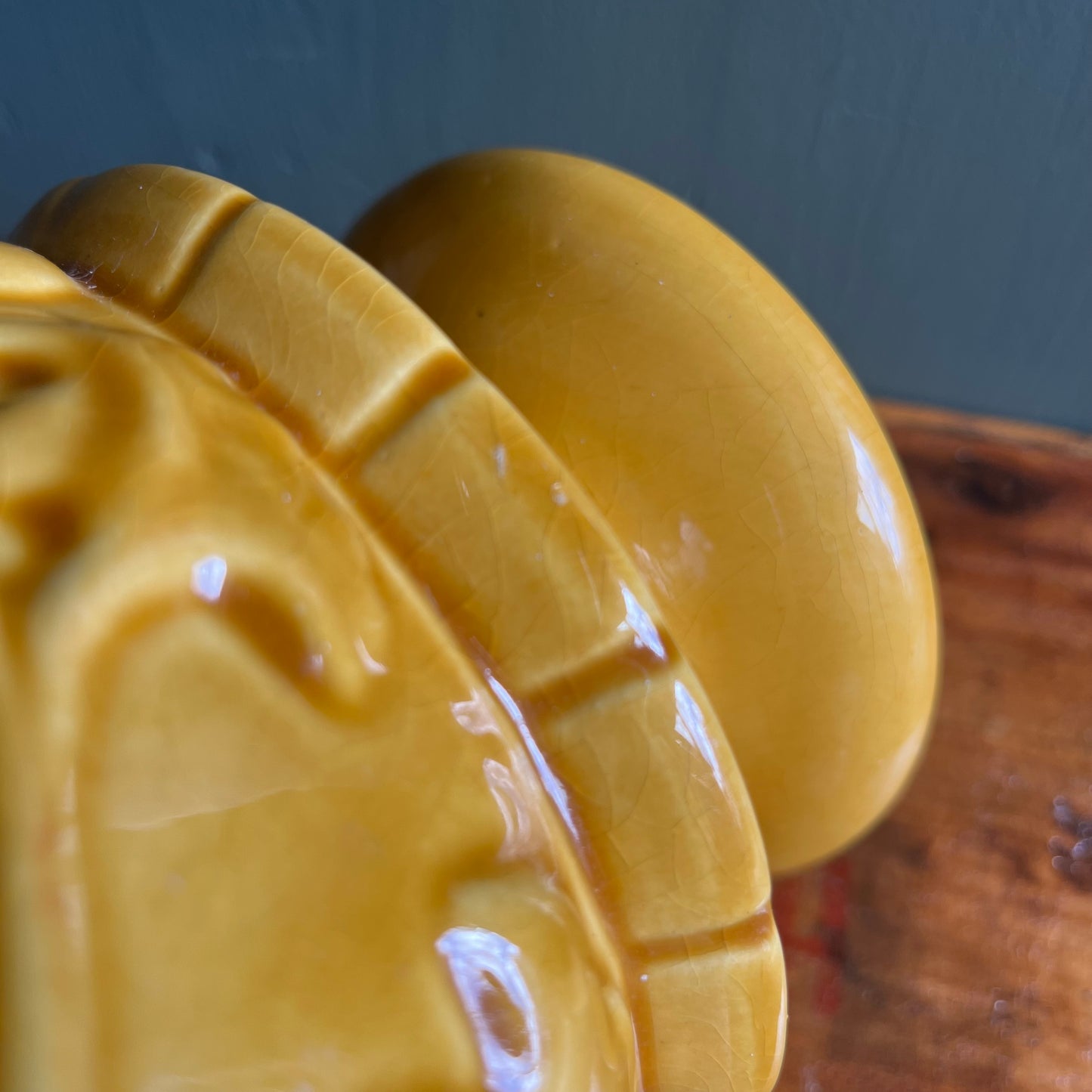 Vintage 70s Harvest Gold Ceramic Planter