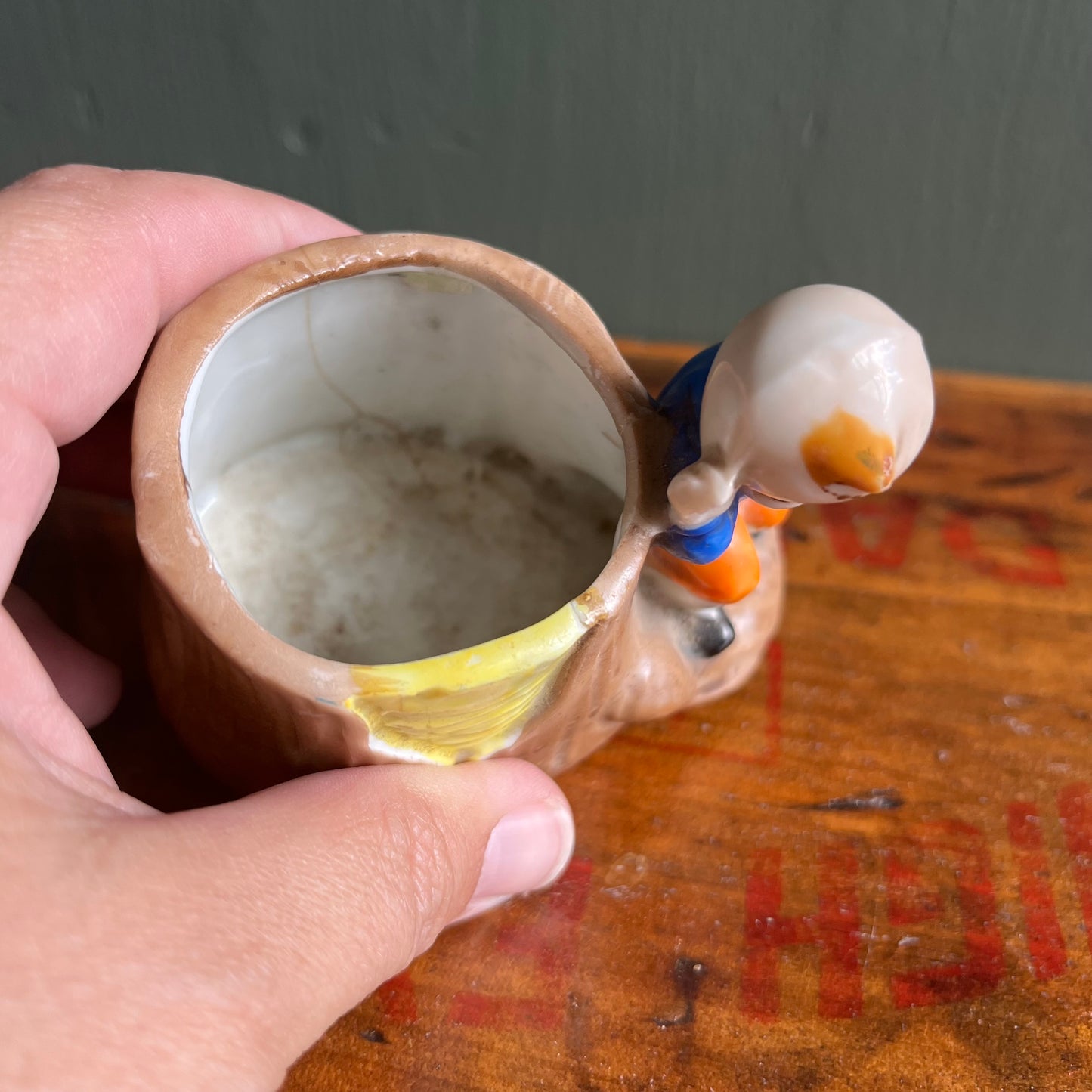 Vintage Mini Redhead Boy with Treestump Planter / Vessel