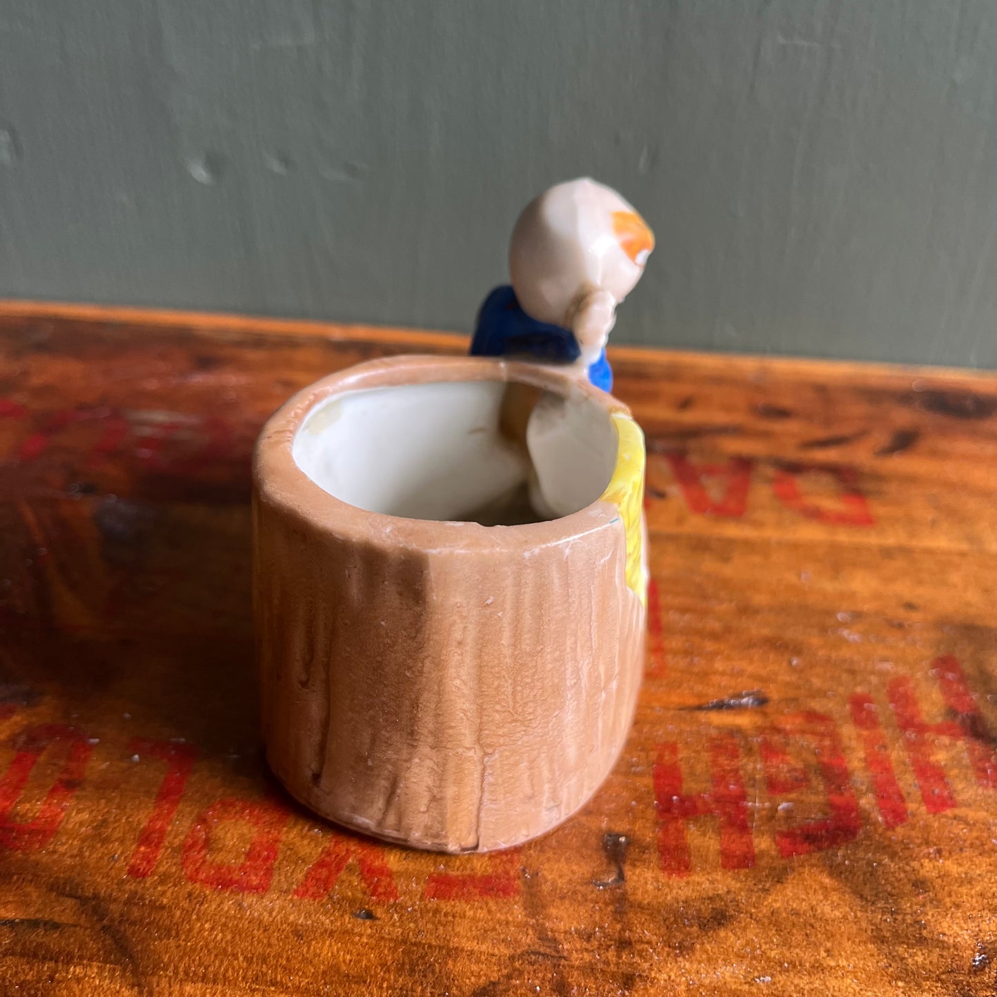 Vintage Mini Redhead Boy with Treestump Planter / Vessel