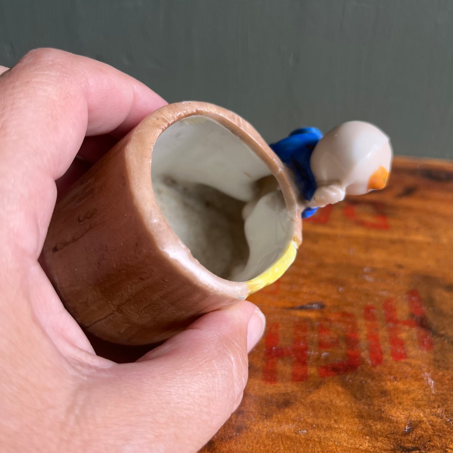 Vintage Mini Redhead Boy with Treestump Planter / Vessel