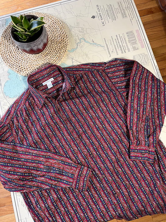 Vintage Claiborne Botanical Pattern Button Up Shirt
