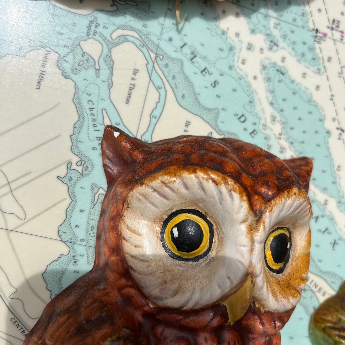 Vintage Hanging Chalkware Owl Couple