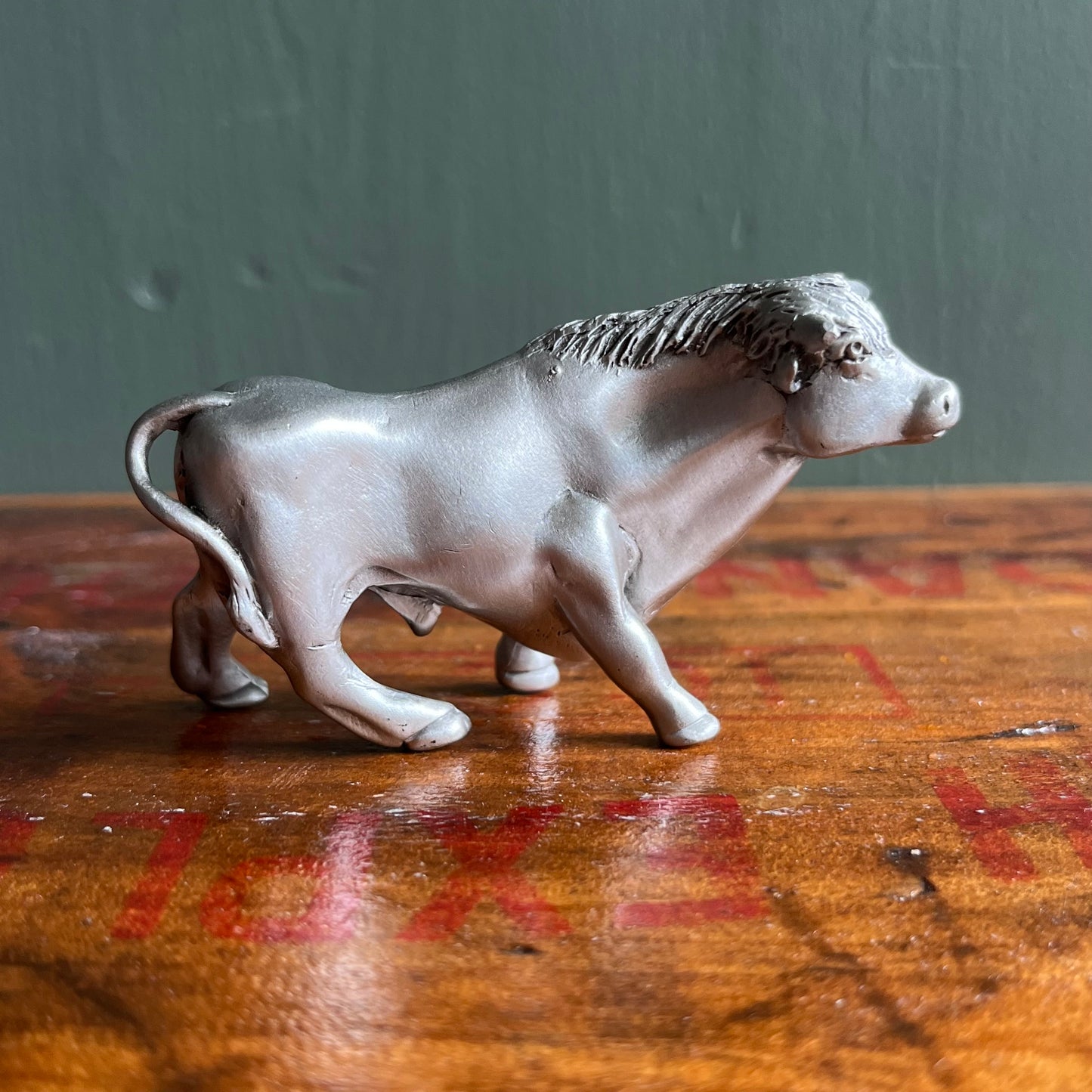 Solid Pewter Bull Figurine