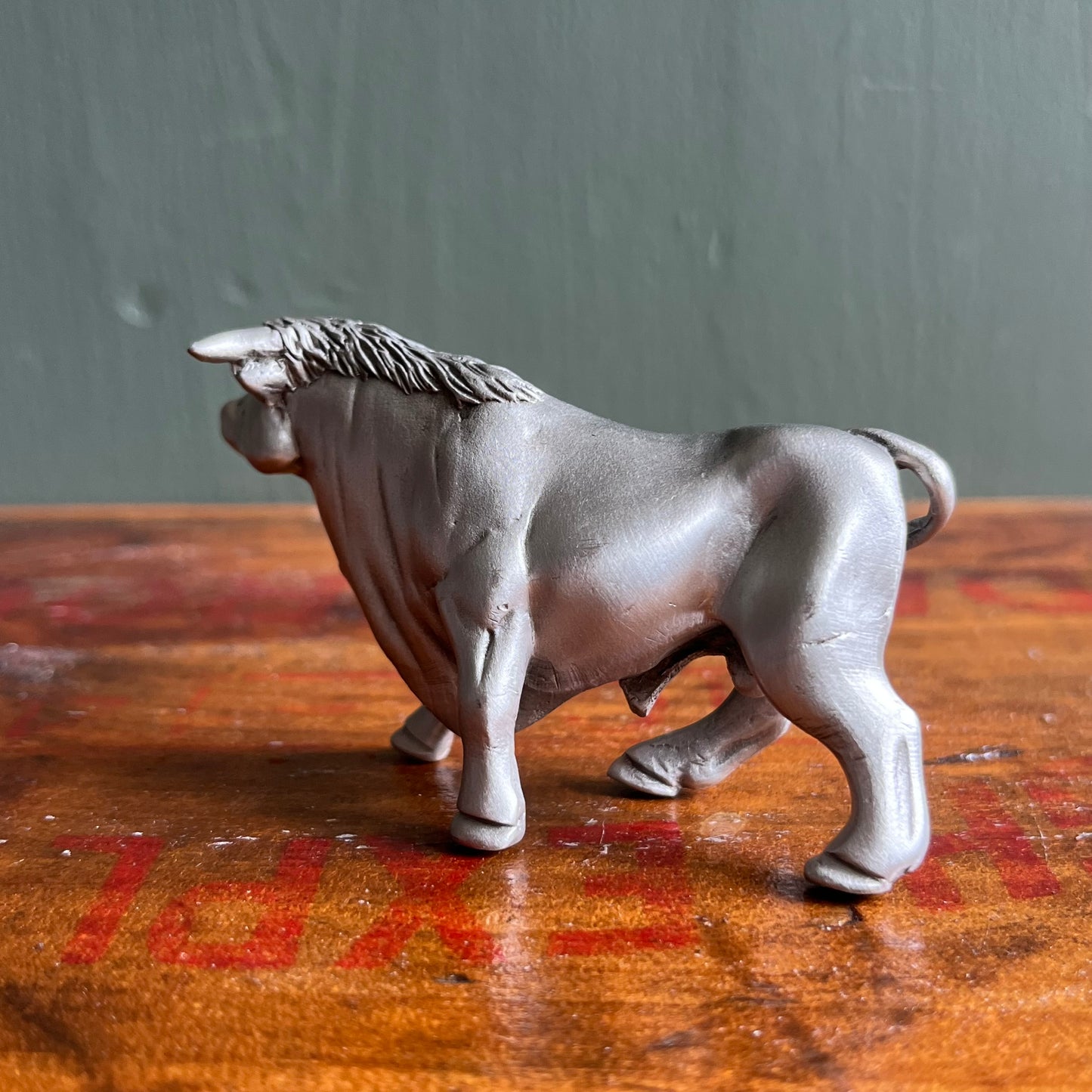 Solid Pewter Bull Figurine