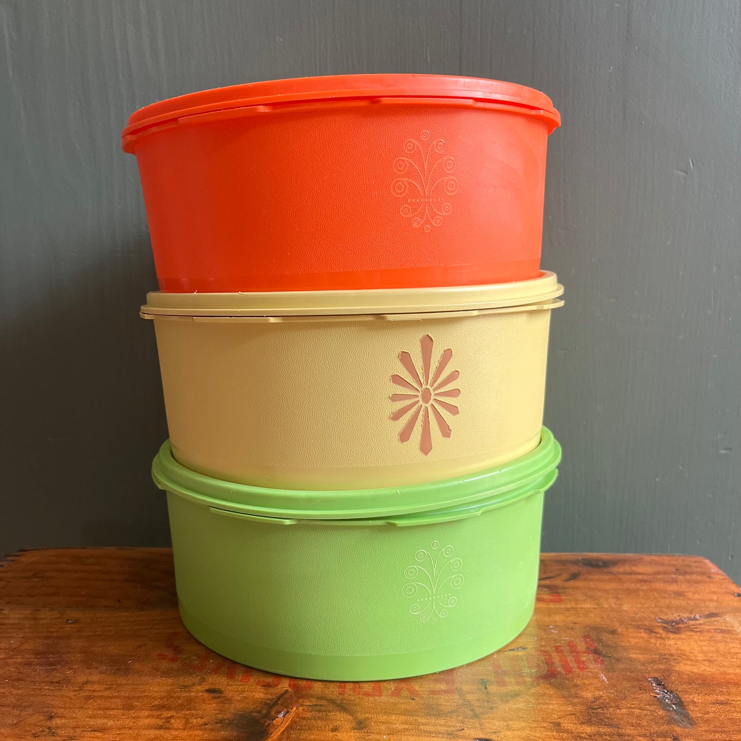 Vintage 70s Stacking Tupperware Canisters