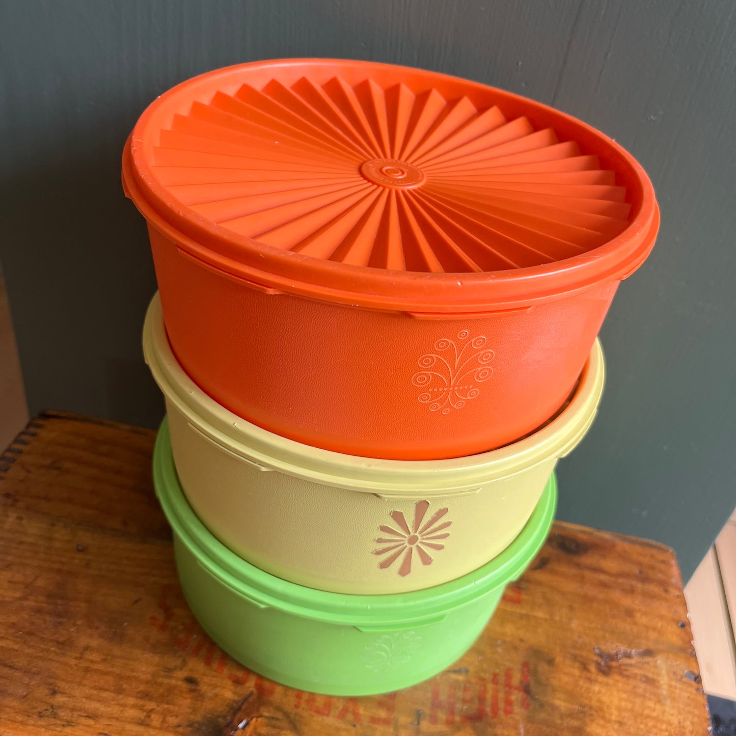 Vintage 70s Stacking Tupperware Canisters