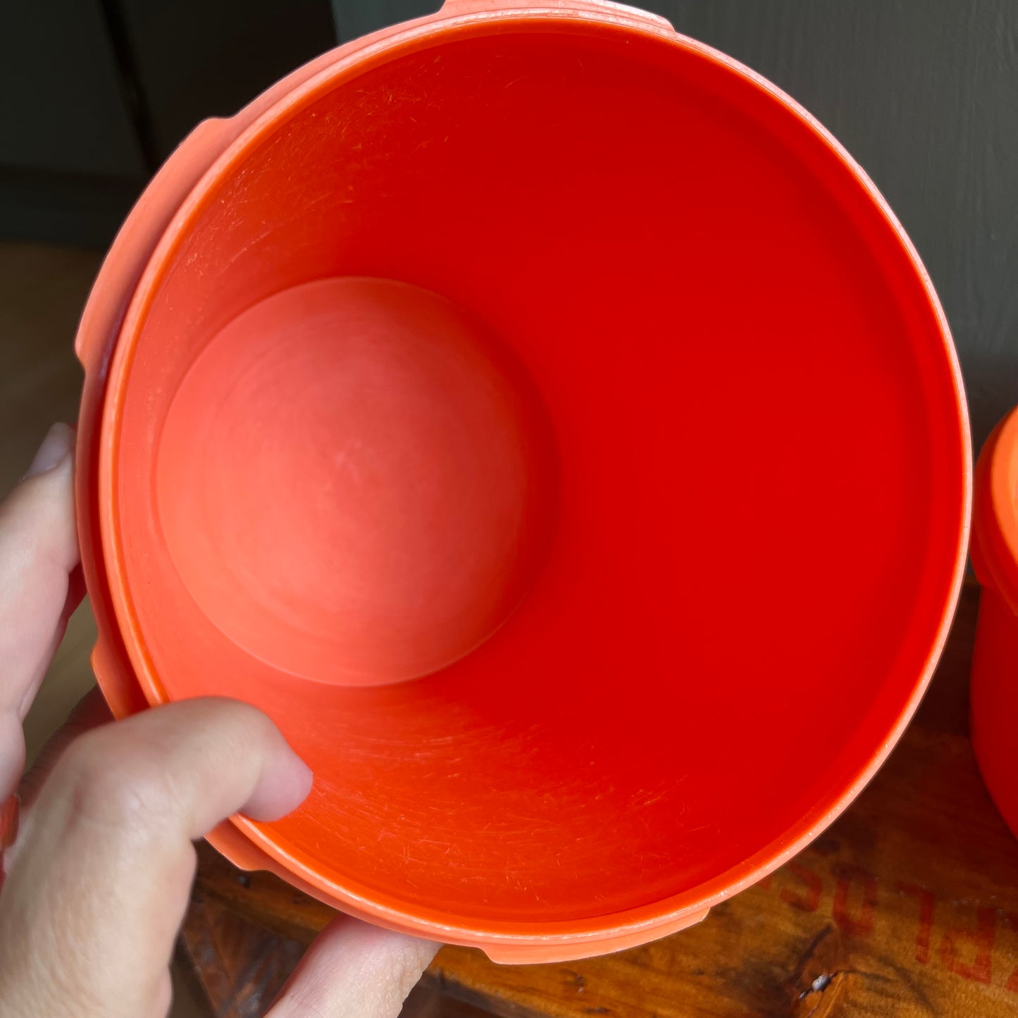Vintage 70s Orange Tupperware Servalier Canister Set