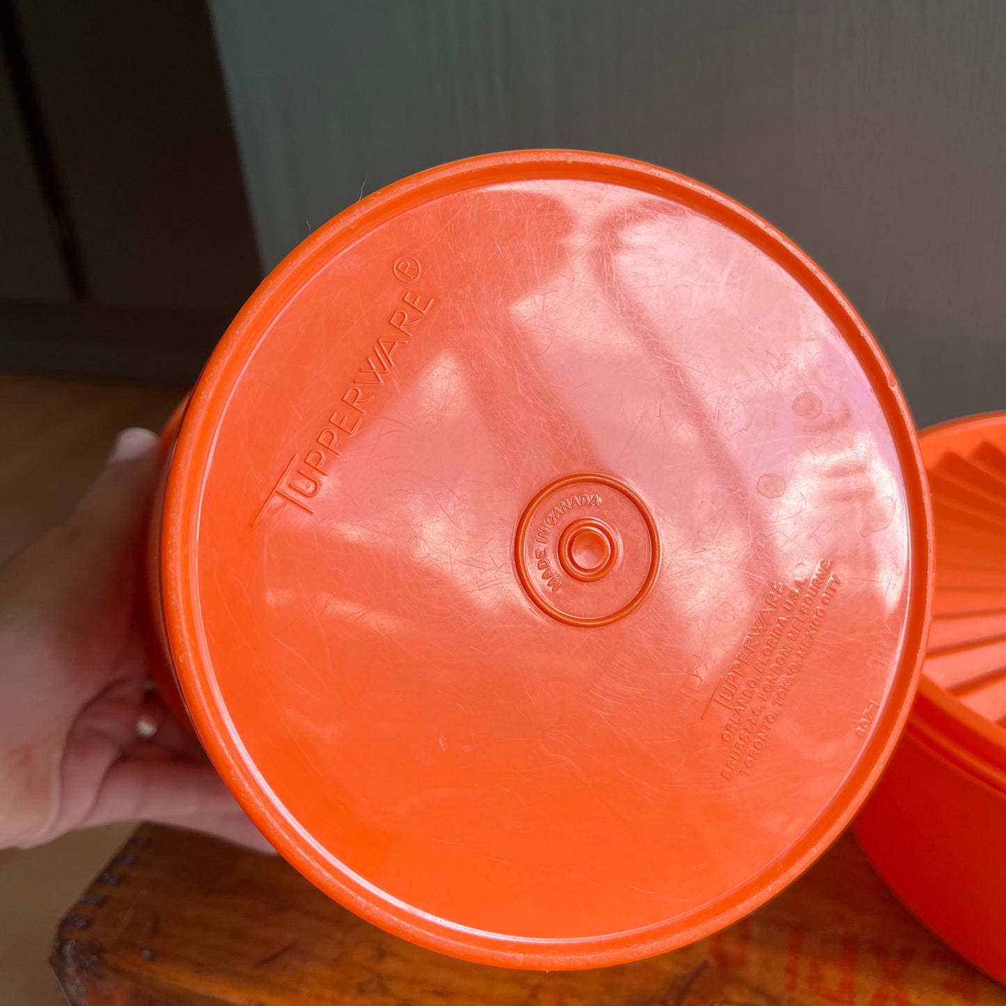 Vintage 70s Orange Tupperware Servalier Canister Set