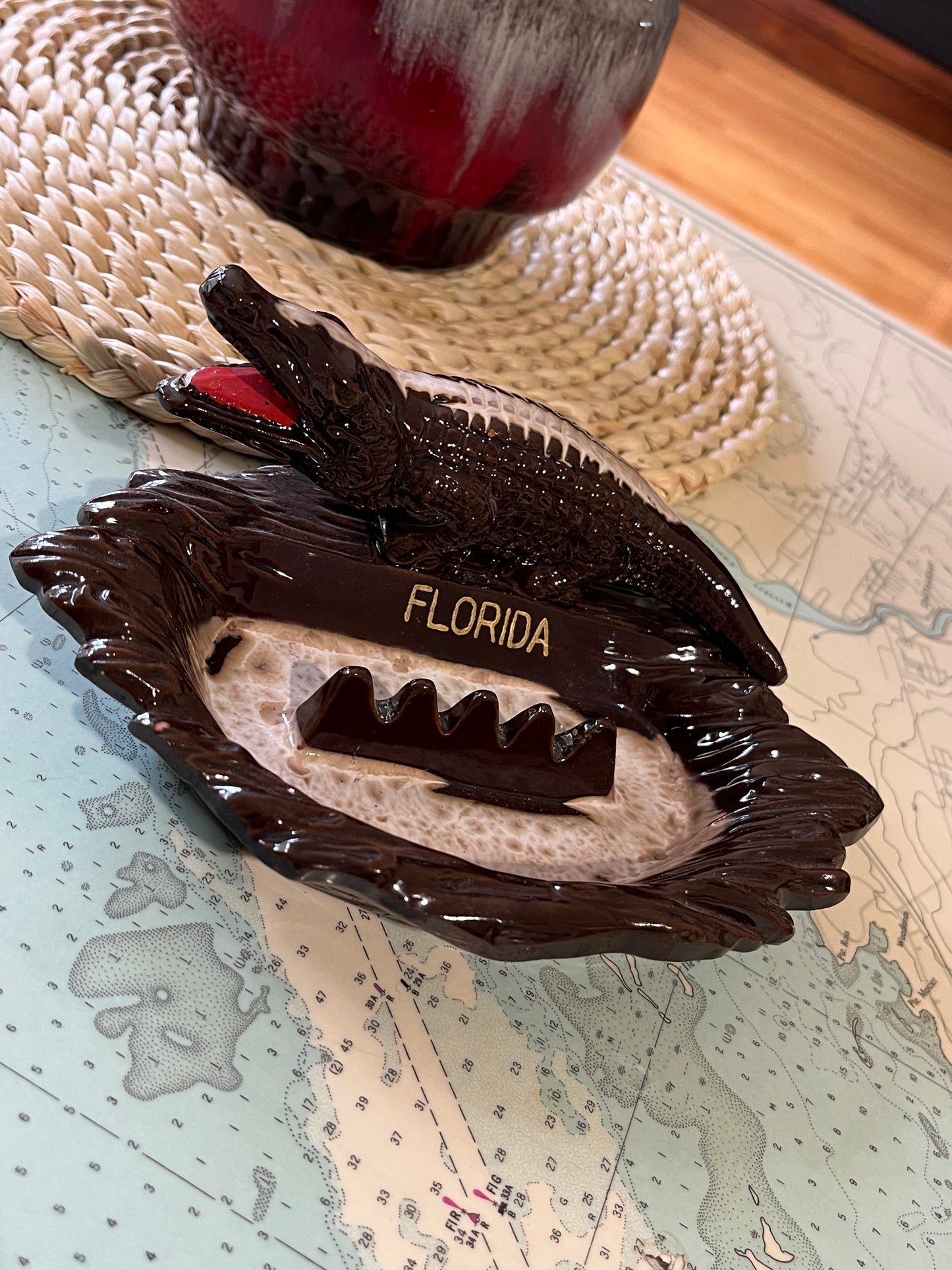 Vintage 70s Florida Alligator Ceramic Ashtray