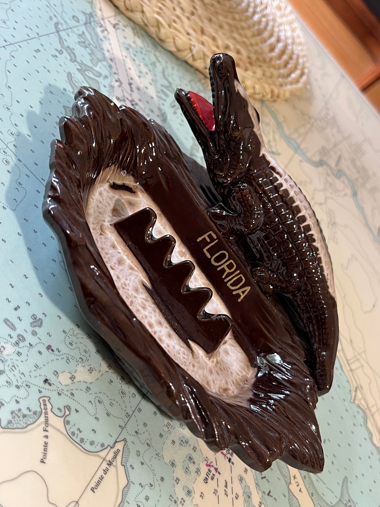 Vintage 70s Florida Alligator Ceramic Ashtray