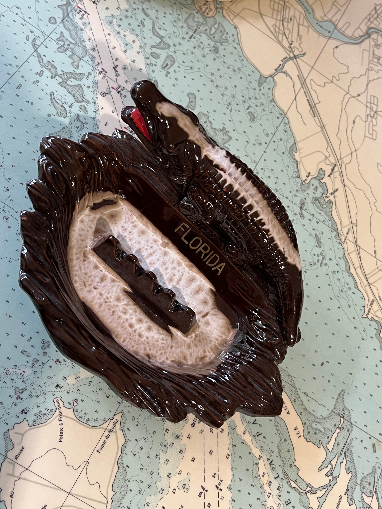 Vintage 70s Florida Alligator Ceramic Ashtray