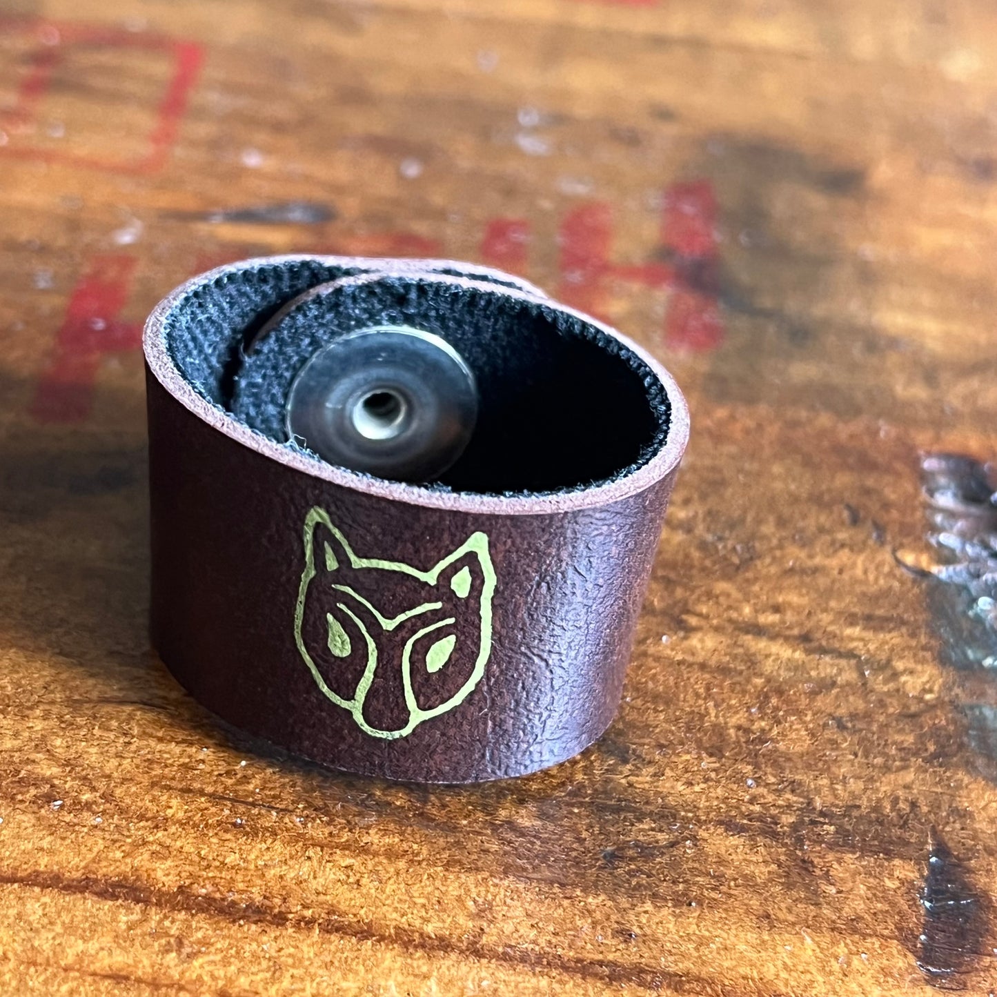 Vintage Boy Scouts Leather Wolf Scarf Holder