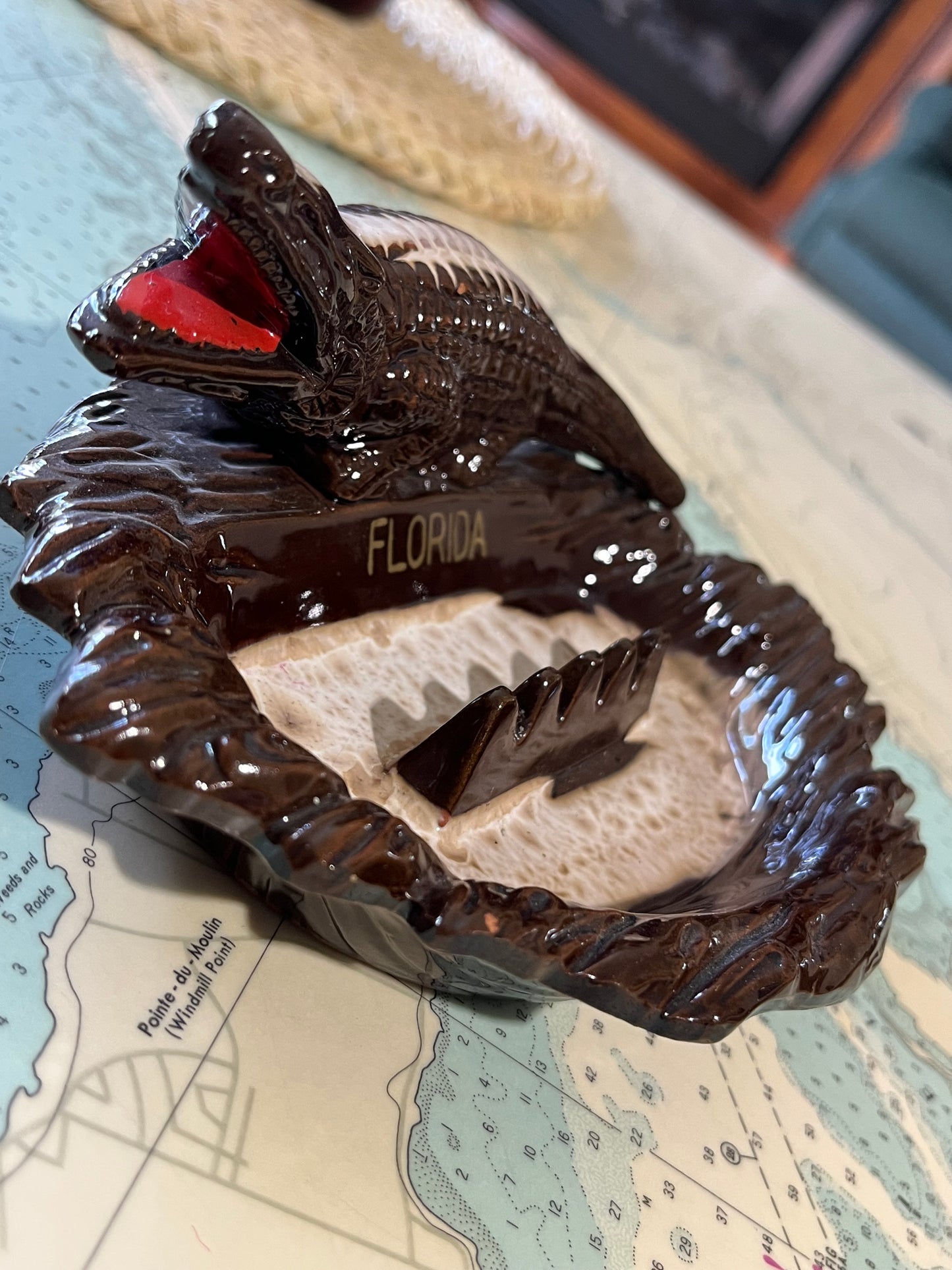Vintage 70s Florida Alligator Ceramic Ashtray