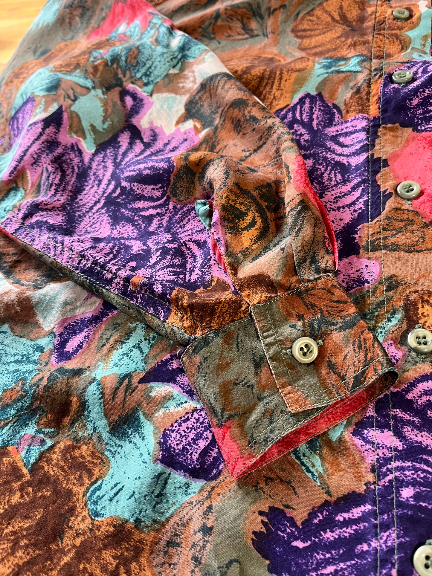 Vintage 90s HER Silk Floral Long Sleeve Blouse