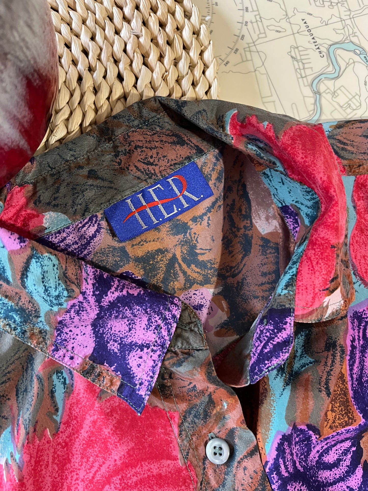 Vintage 90s HER Silk Floral Long Sleeve Blouse