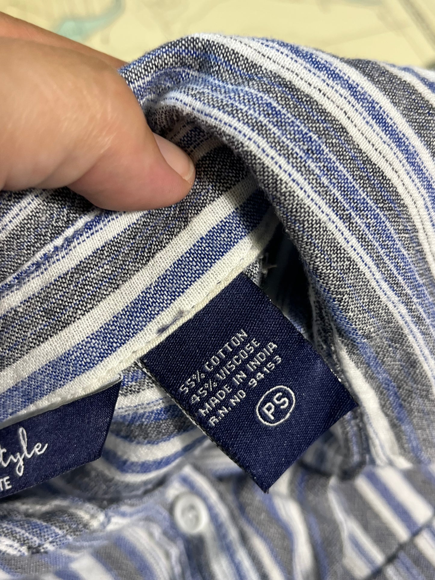 Vintage Vertical Stripe Button Up Short Sleeve Shirt