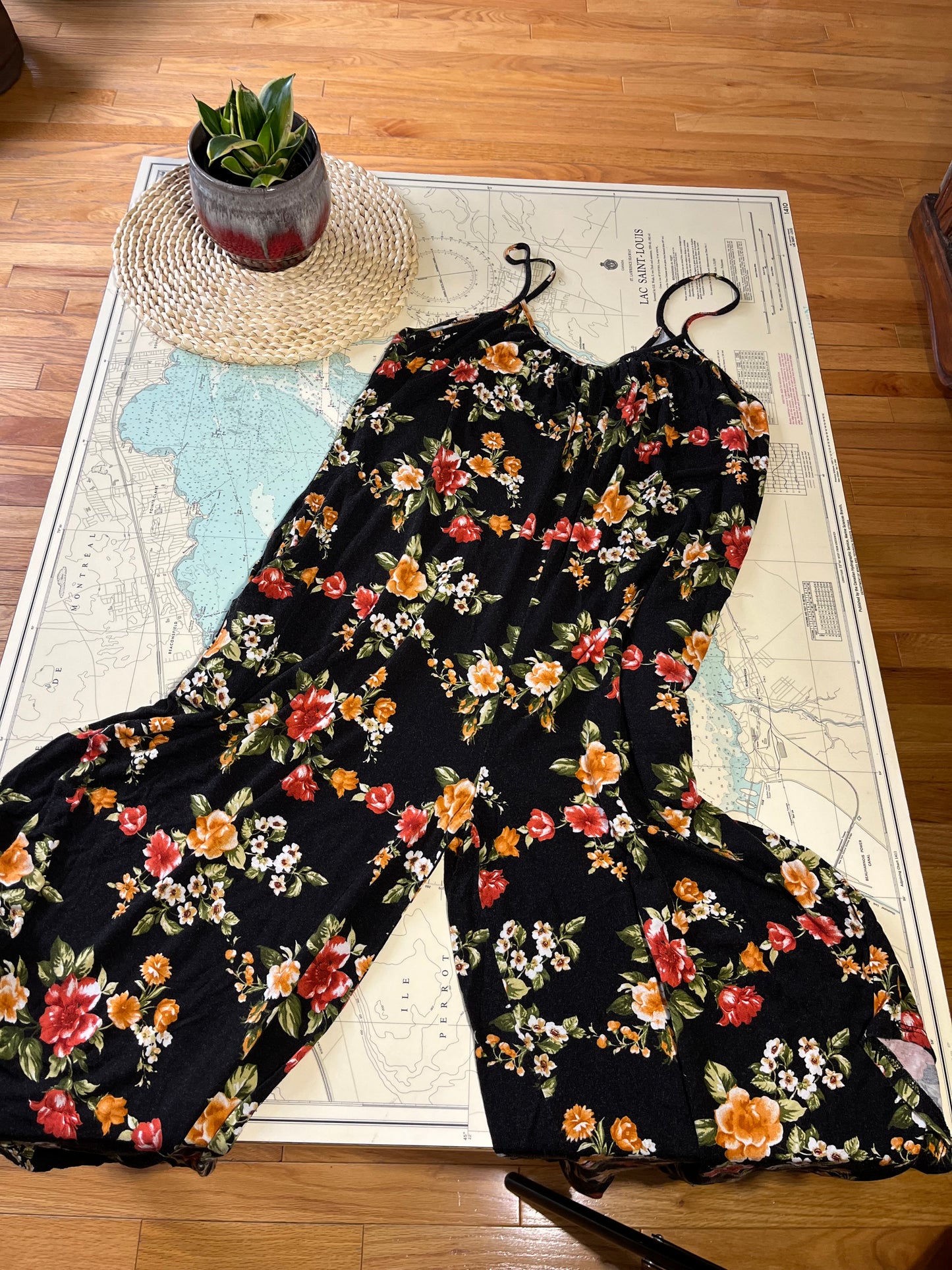 Frumos Dark Floral Jump Suit / Romper