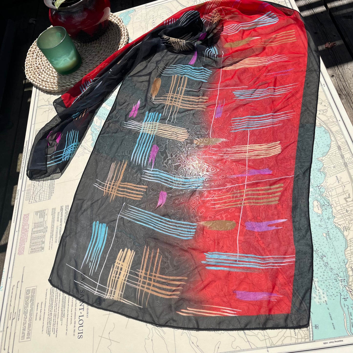 Vintage / Retro Brushstroke Sheer Scarf
