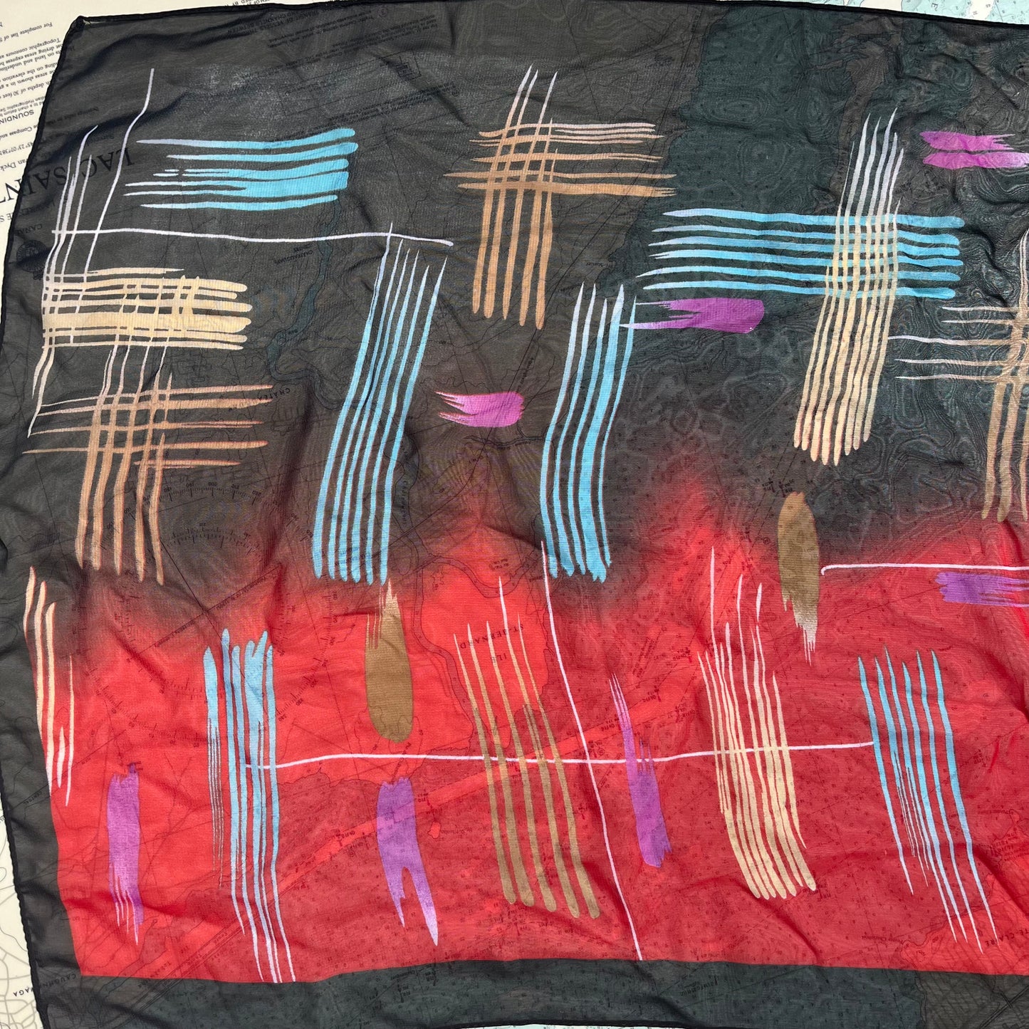 Vintage / Retro Brushstroke Sheer Scarf