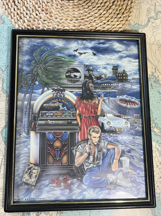Vintage W.S. Grandison James Dean Framed Jukebox Print
