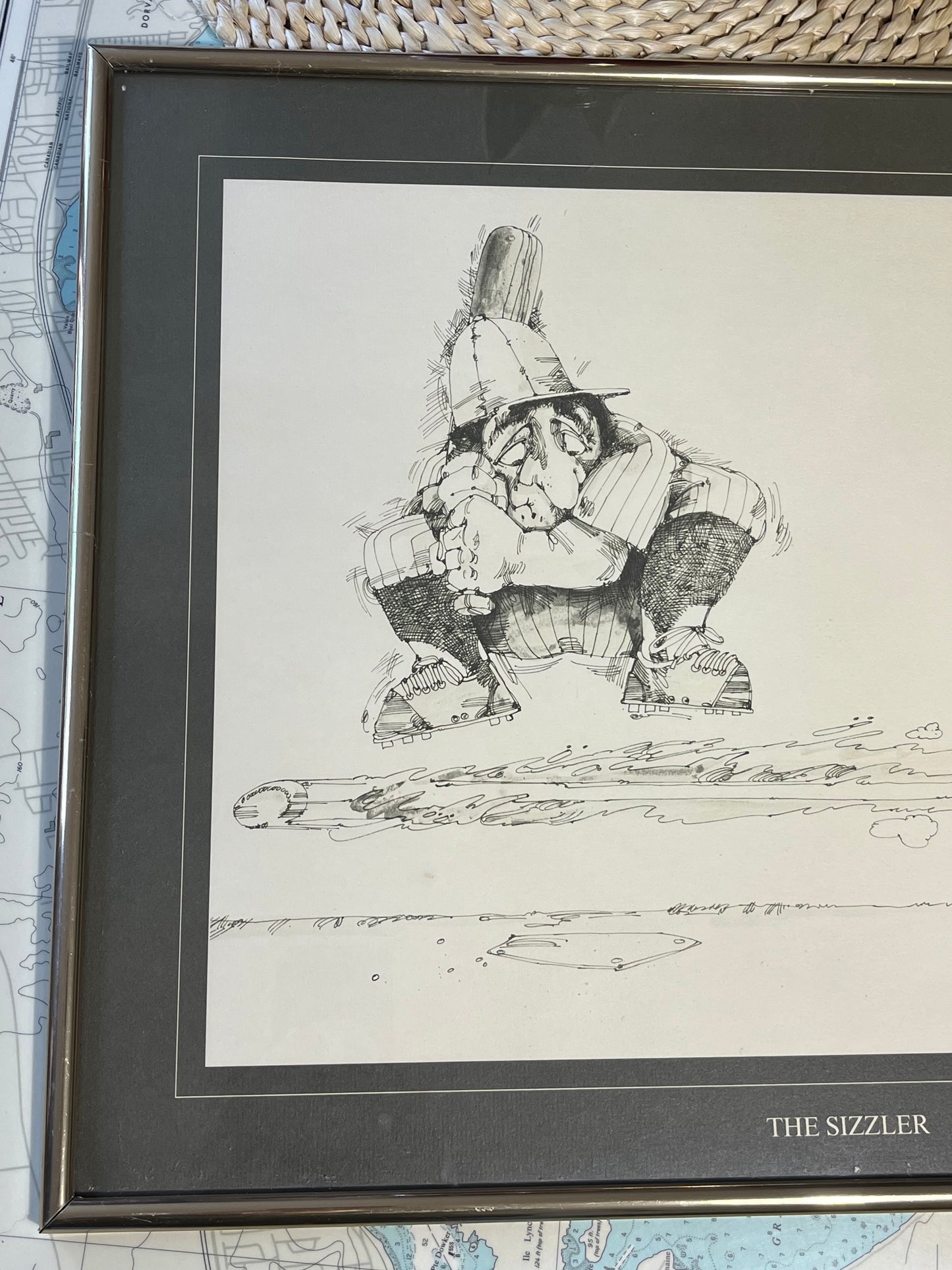 Vintage Gary Patterson The Sizzler Framed Baseball Print