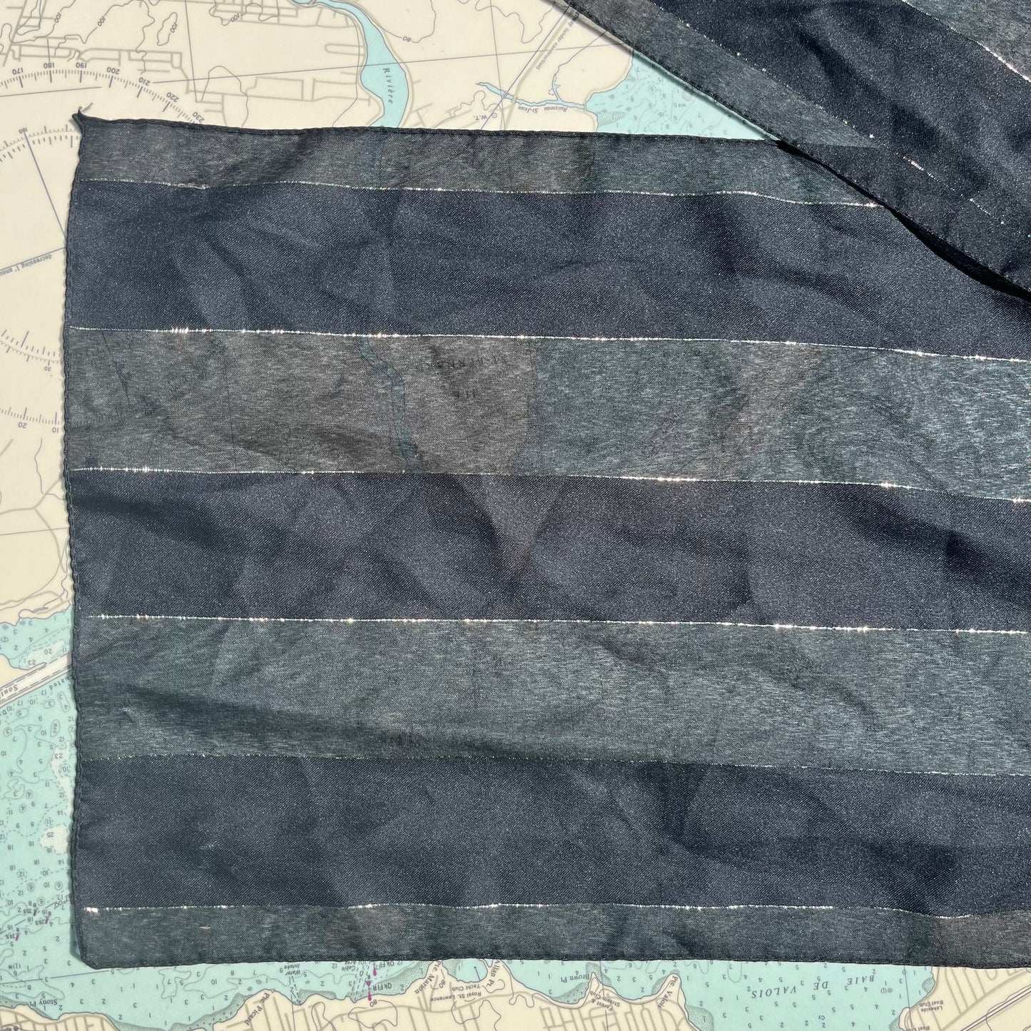 Vintage 90s Premiere Black and Gold Stripe Scarf