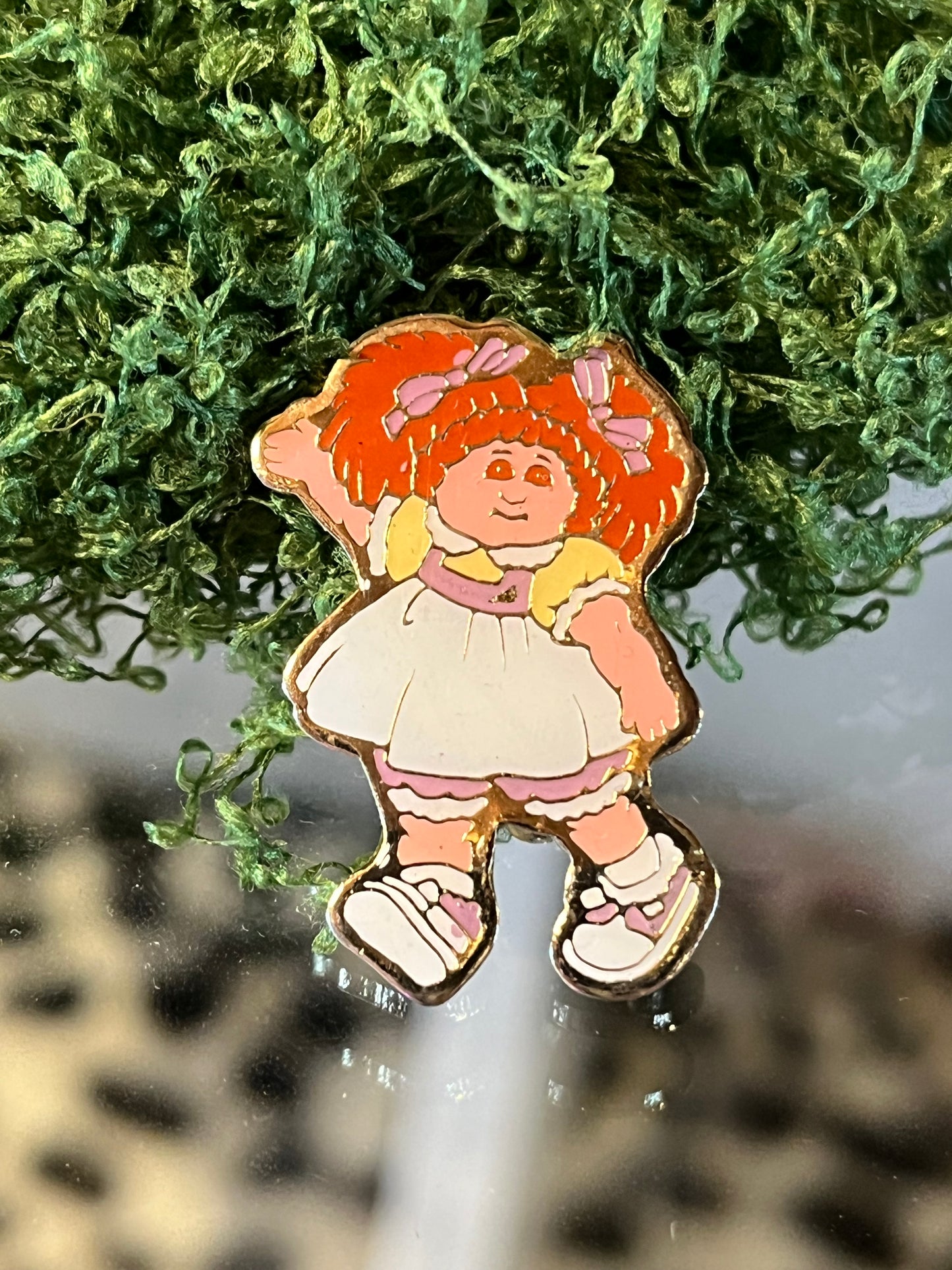 Vintage 80s CPK Cabbage Patch Kids Girls with White Dress Pin