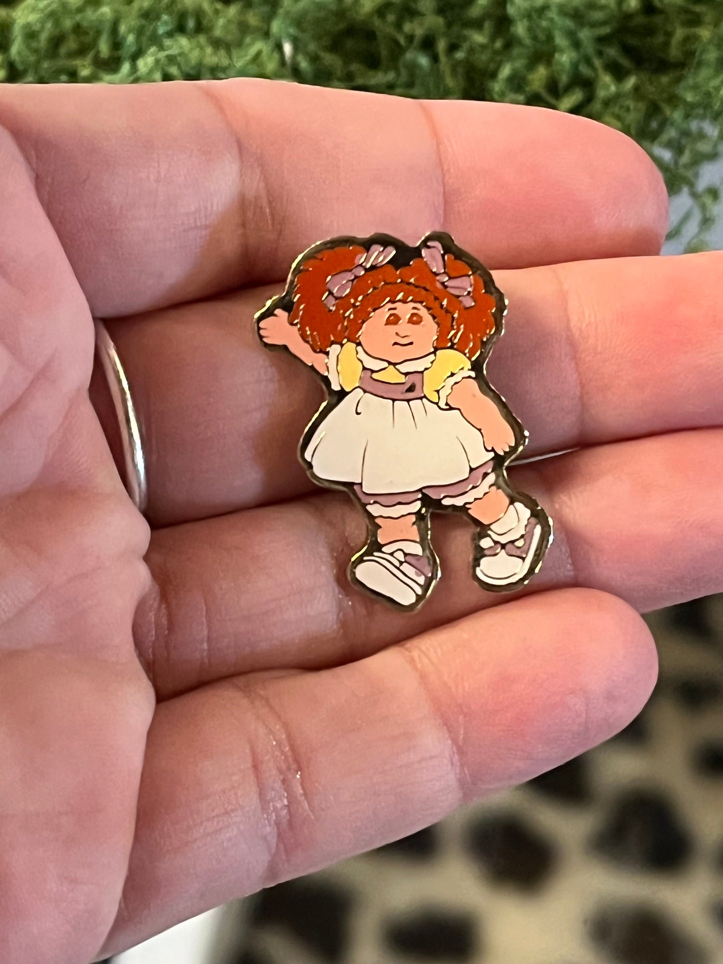 Vintage 80s CPK Cabbage Patch Kids Girls with White Dress Pin
