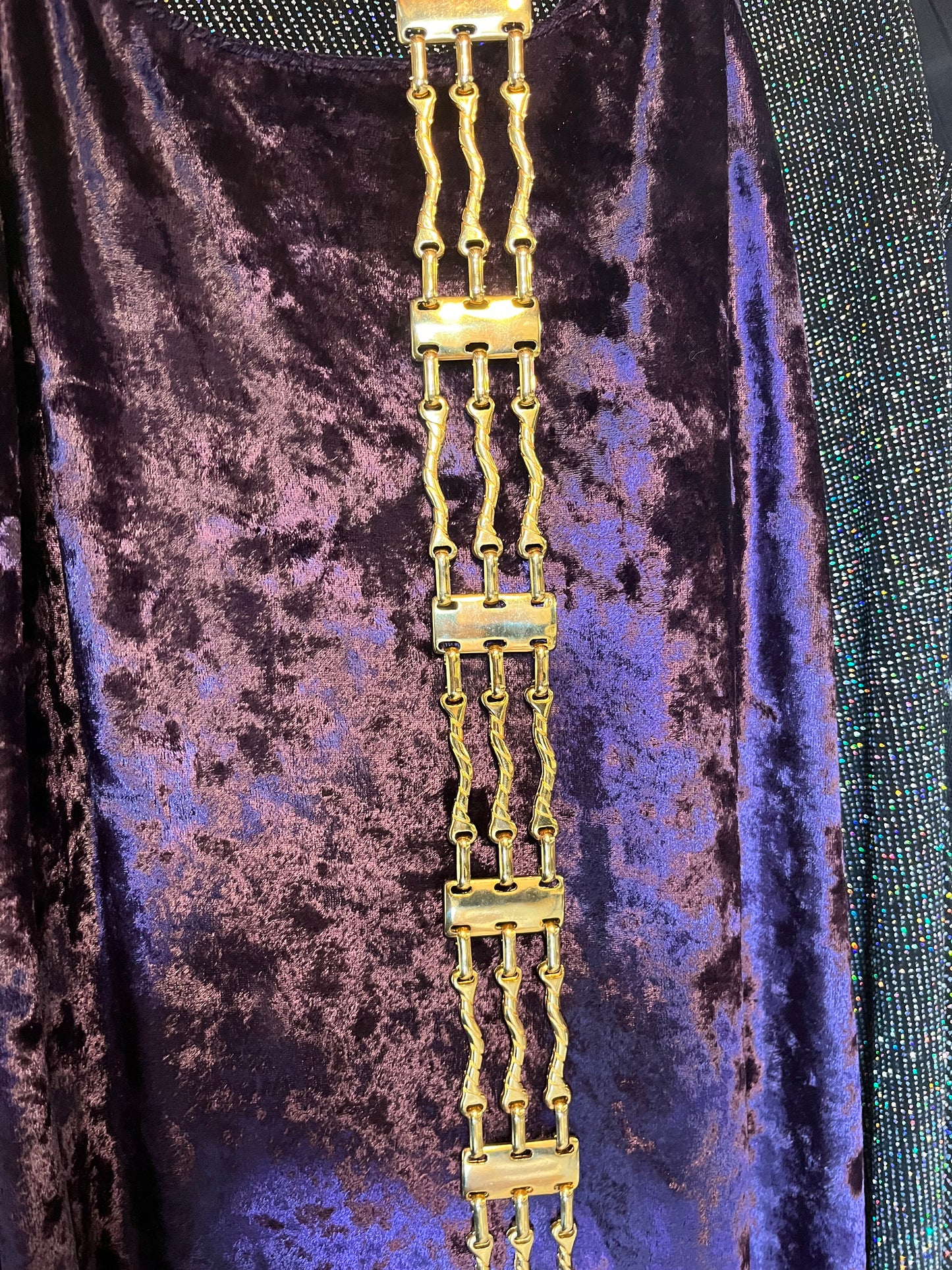 Vintage Gold Bar Metal Chain Belt
