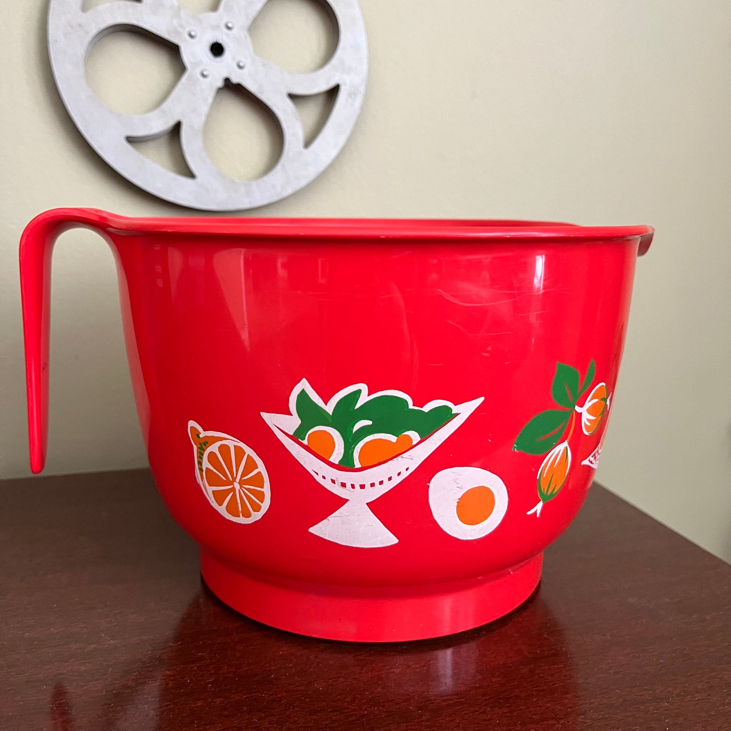 Vintage Emsa Retro Red Melamine Bowl with Graphics