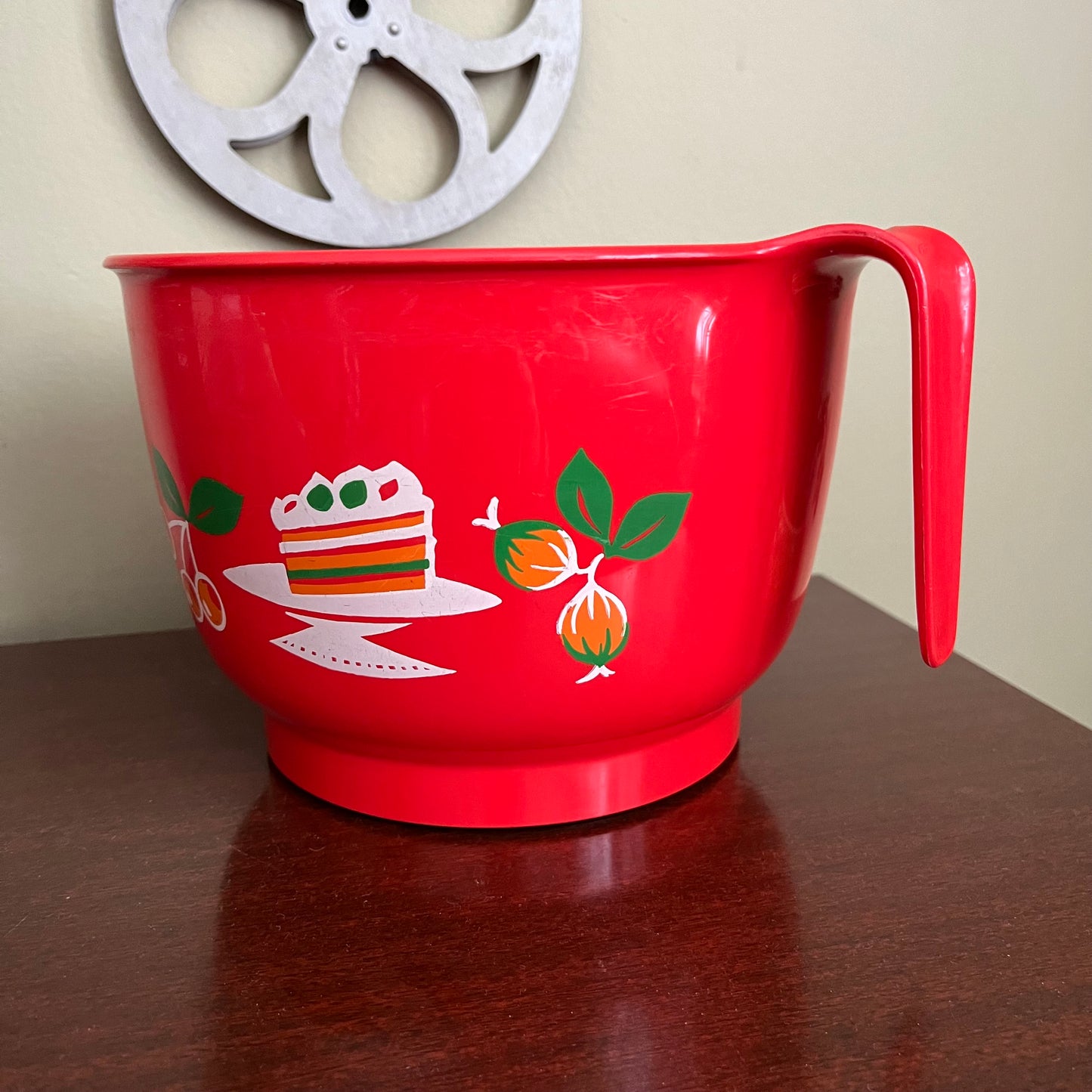Vintage Emsa Retro Red Melamine Bowl with Graphics