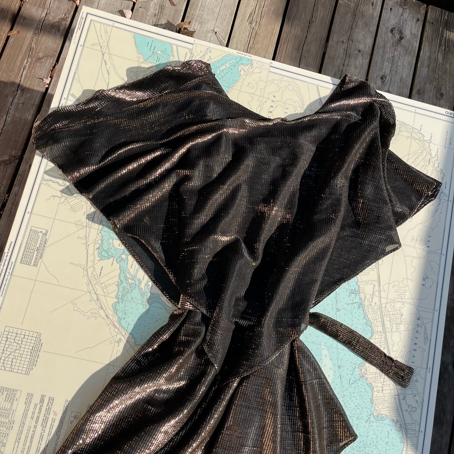 Vintage 80s Risa Anne Tiered Gold Glam Dress