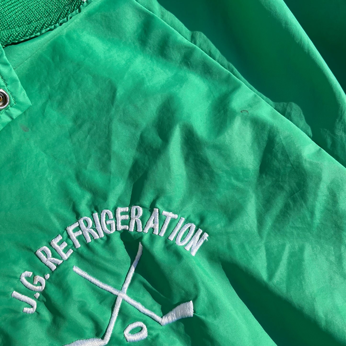 Vintage Apollo Green Bomber Jacket J.G. Refrigeration ‘Jim’