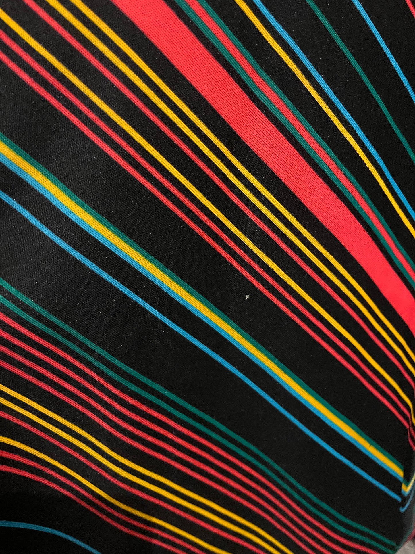 Vintage 70s Black and Rainbow Pinstripe Ronda Roy Dress