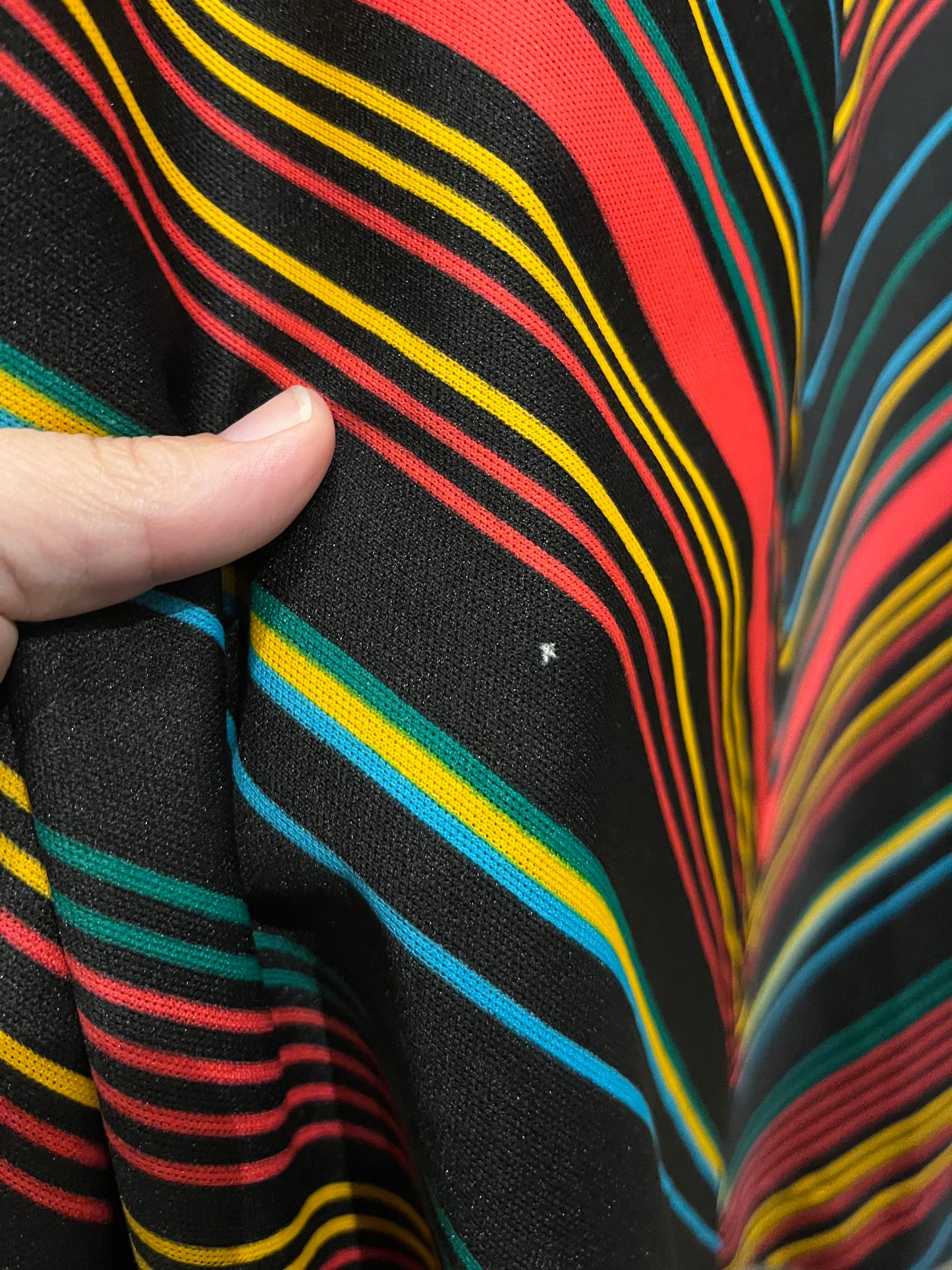 Vintage 70s Black and Rainbow Pinstripe Ronda Roy Dress
