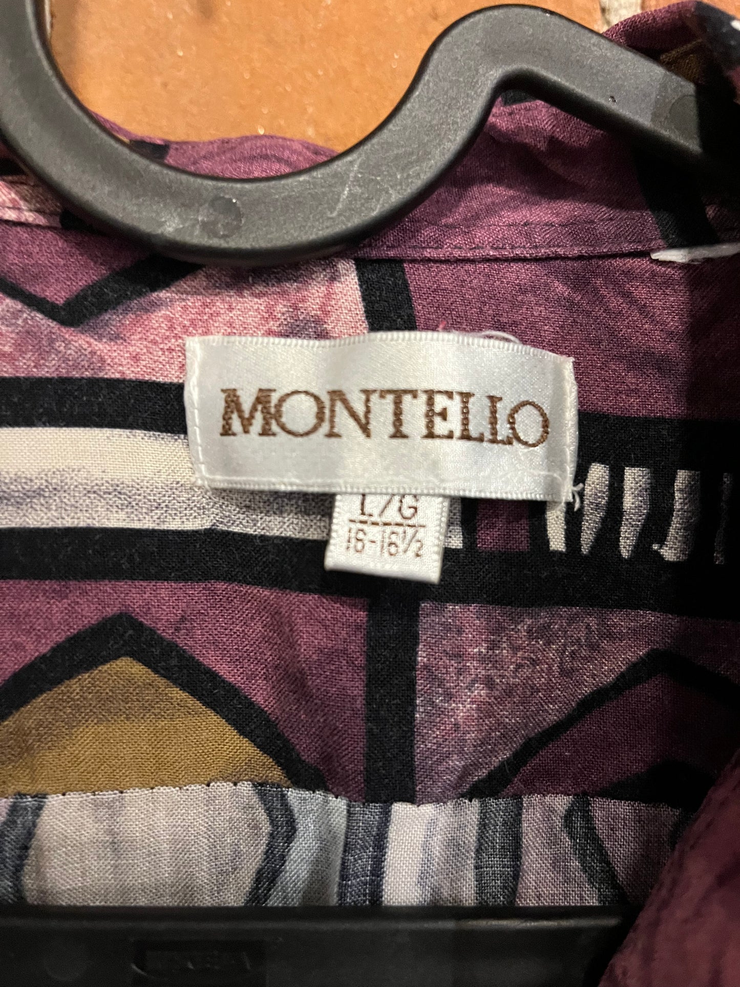 Vintage 80s Montello Geo Pattern Button up Tee Shirt