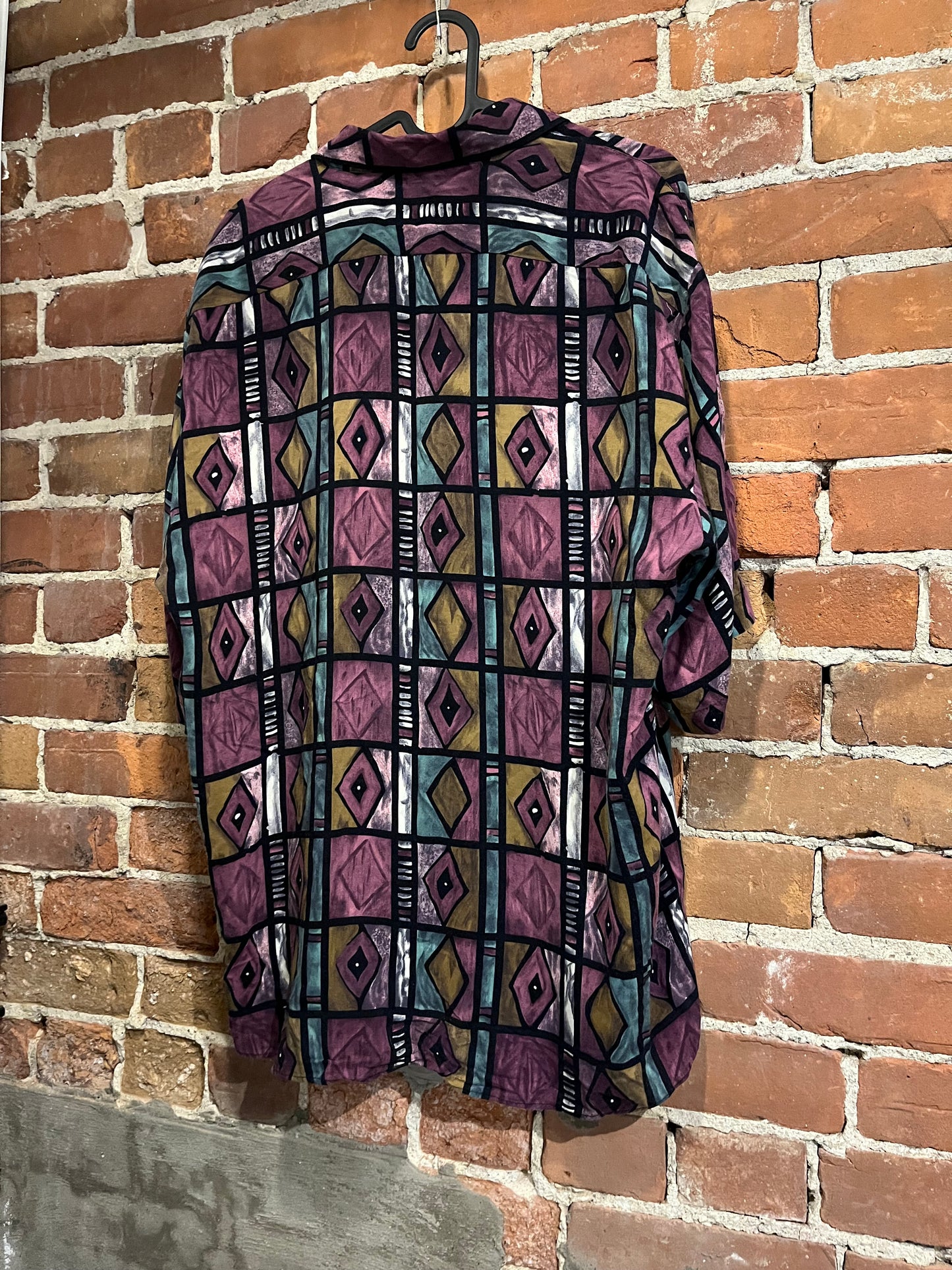 Vintage 80s Montello Geo Pattern Button up Tee Shirt