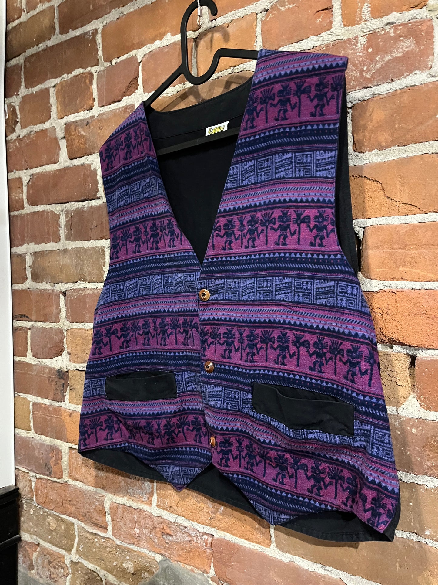 Vintage Wary Folk Art Fashions Purple Pattern Vest