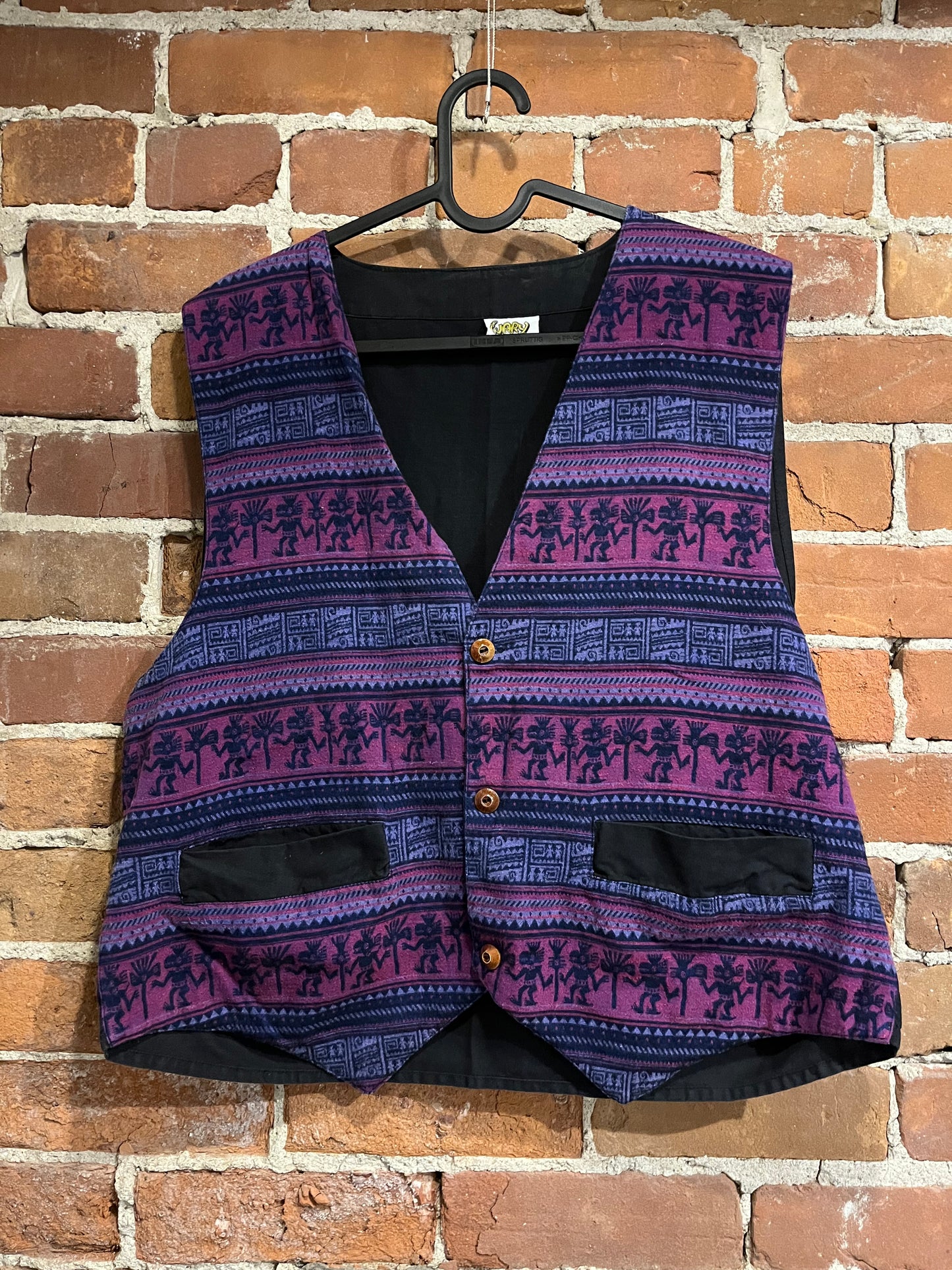 Vintage Wary Folk Art Fashions Purple Pattern Vest