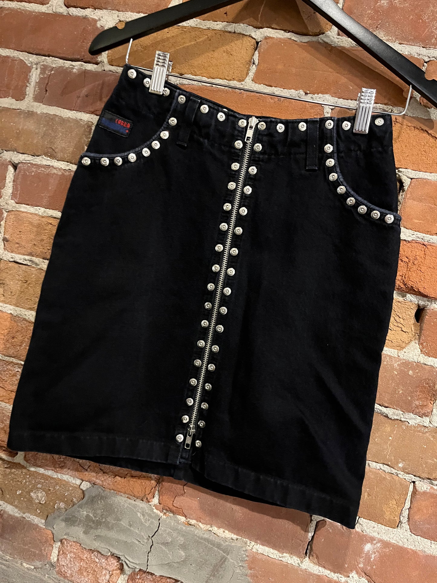 Vintage Cobra Jeans Black Studded Mini Skirt