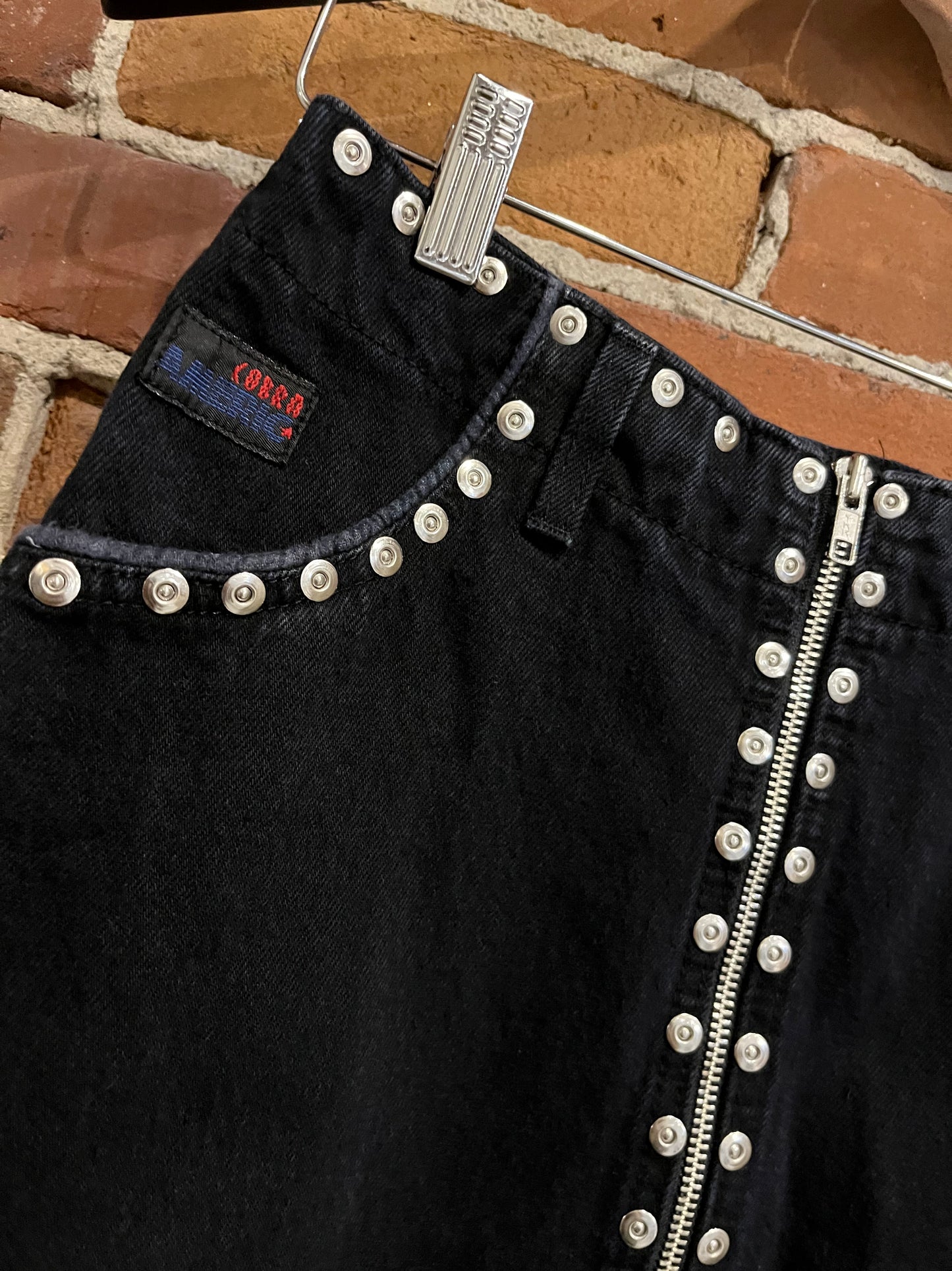 Vintage Cobra Jeans Black Studded Mini Skirt