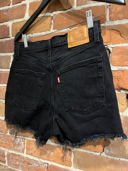 Levi's Black Buttonfly Ribcage Cut Off Shorts