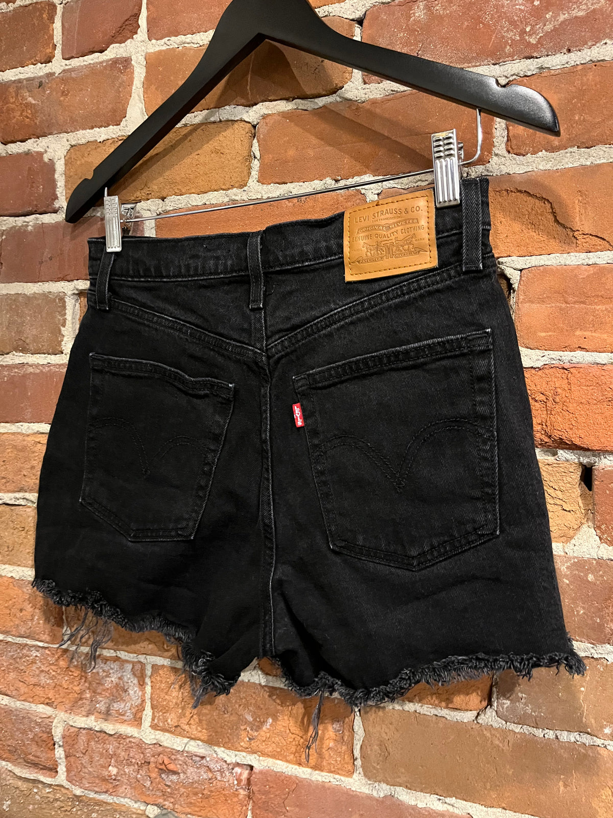 Levi's Black Buttonfly Ribcage Cut Off Shorts