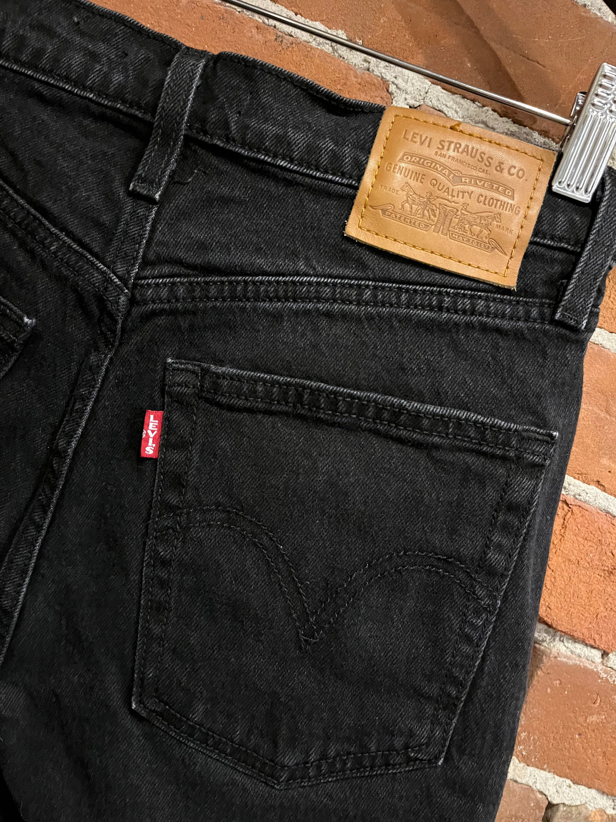 Levi's Black Buttonfly Ribcage Cut Off Shorts