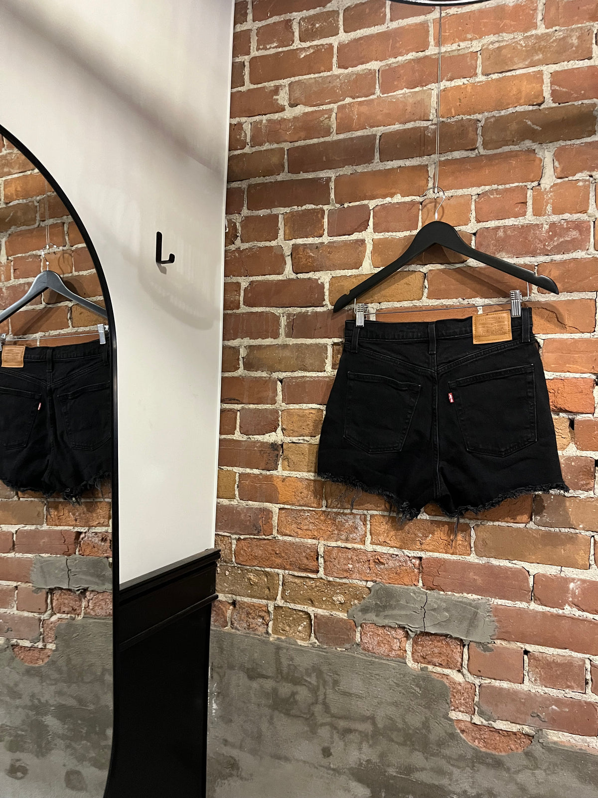 Levi's Black Buttonfly Ribcage Cut Off Shorts